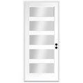 Codel Doors 32" x 80" Primed White Contemporary Flush-Glazed Exterior Fiberglass Door 2868LHISPSF20F5LC691626DM